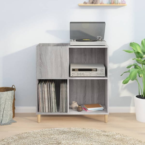 vidaXL Hifi-benk grå sonoma 84,5x38x89 cm konstruert tre