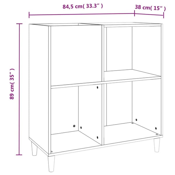 vidaXL Hifi-benk røkt eik 84,5x38x89 cm konstruert tre