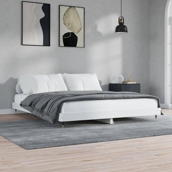 vidaXL Sengeramme hvit 200x200 cm konstruert tre