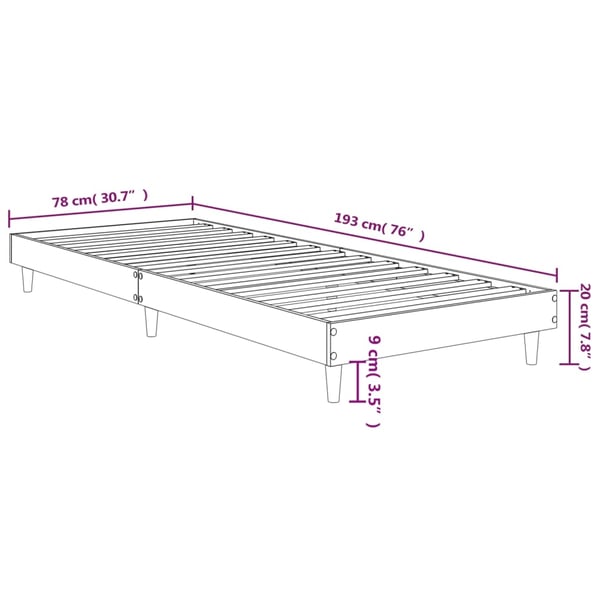 vidaXL Sengeramme røkt eik 75x190 cm konstruert tre