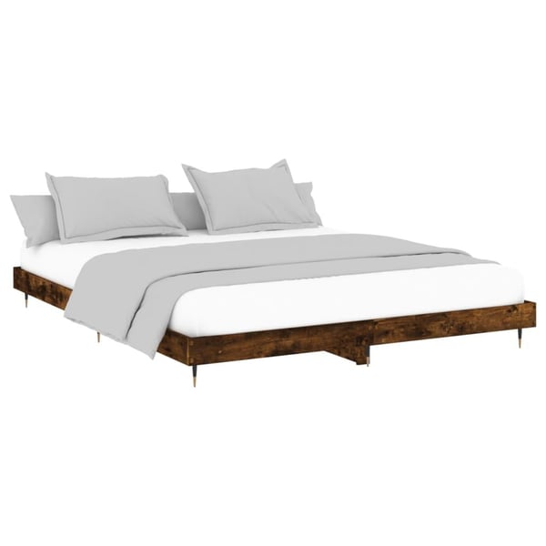 vidaXL sengeramme uden madras 200x200 cm konstrueret træ røget eg