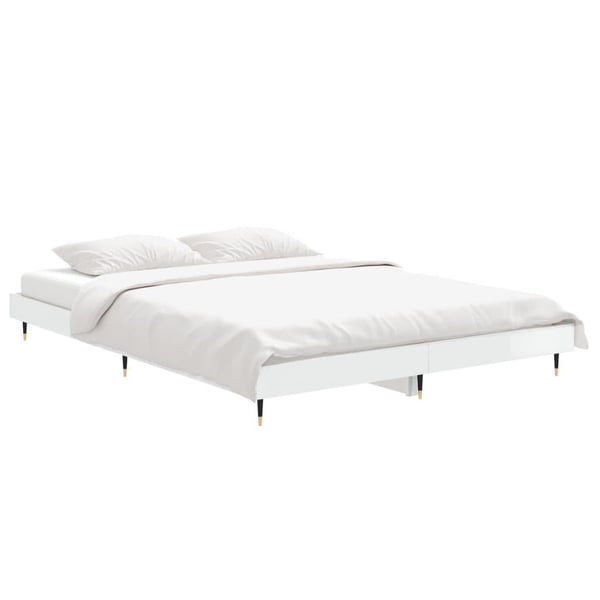 vidaXL Sengeramme høyglans hvit 135x190 cm konstruert tre