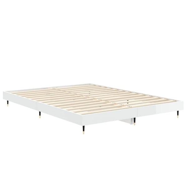 vidaXL Sengeramme høyglans hvit 135x190 cm konstruert tre