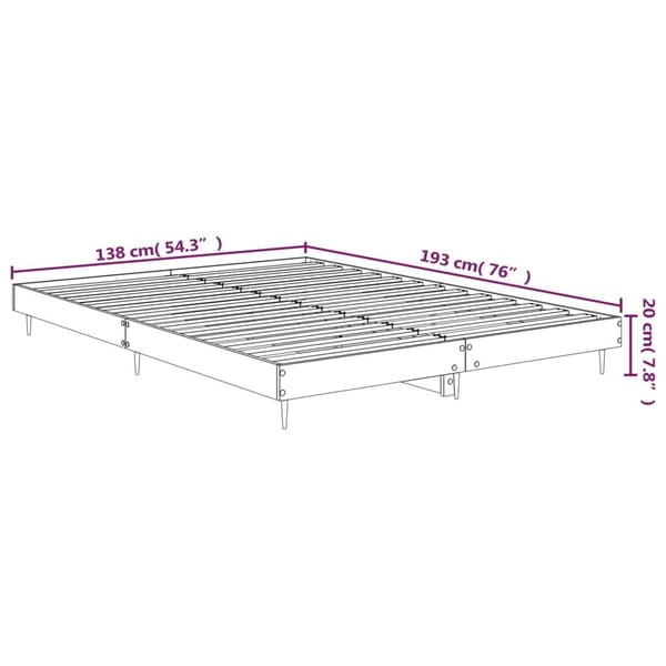 vidaXL Sengeramme grå sonoma 135x190 cm konstruert tre