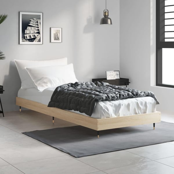 vidaXL Sengeramme sonoma eik 75x190 cm konstruert tre