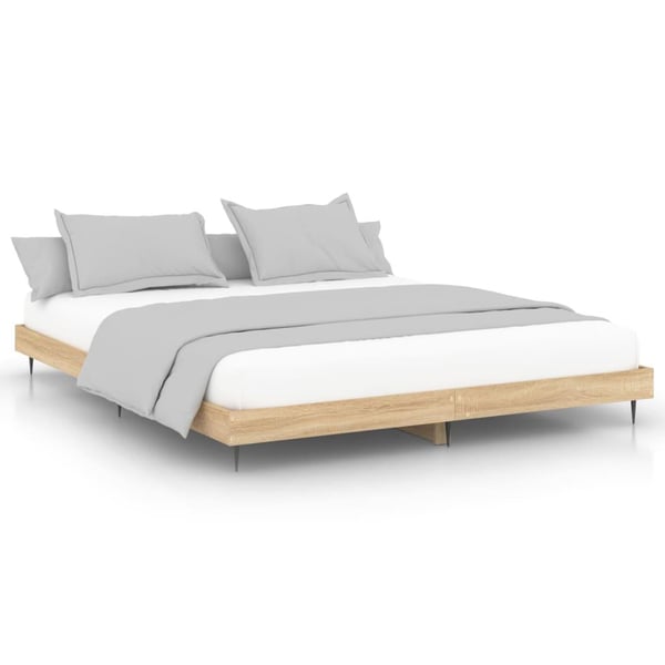 vidaXL Sengeramme sonoma eik 200x200 cm konstruert tre