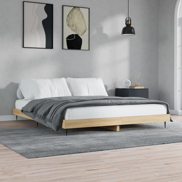 vidaXL sengeramme 140x200 cm uden madras konstrueret træ sonoma-eg