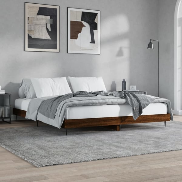 vidaXL sengestel 120x200 cm konstrueret træ brun eg