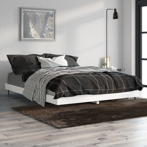 vidaXL Sengeramme høyglans hvit 135x190 cm konstruert tre