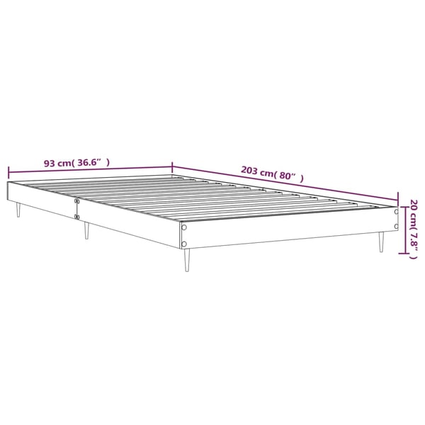 vidaXL Sengeramme betonggrå 90x200 cm konstruert tre