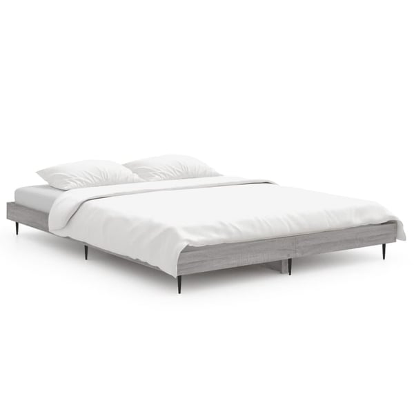 vidaXL Sengeramme grå sonoma 135x190 cm konstruert tre