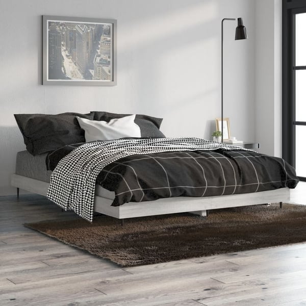 vidaXL Sengeramme grå sonoma 135x190 cm konstruert tre