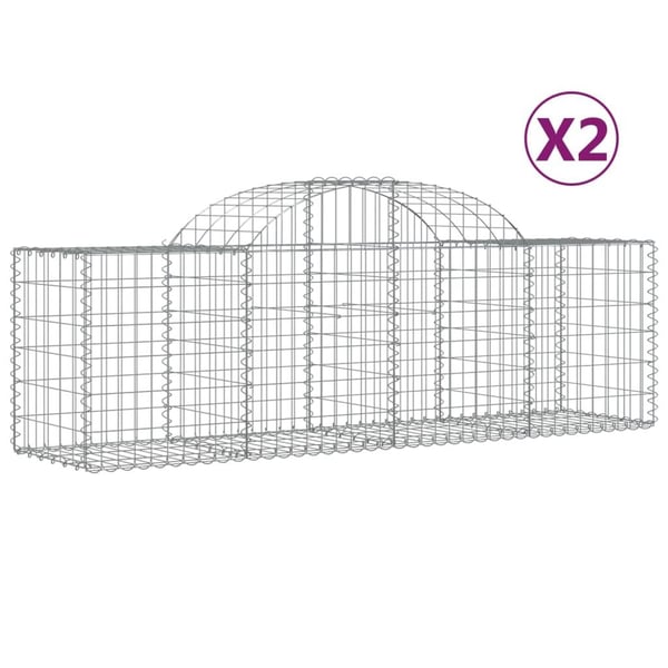 vidaXL Gabionkurver buede 2 stk 200x50x60/80 cm galvanisert jern