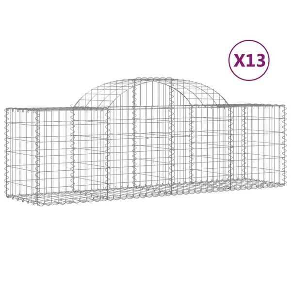 vidaXL Gabionkurver buede 13 stk 200x50x60/80 cm galvanisert jern