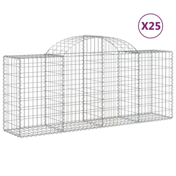 vidaXL Gabionkurver buede 25 stk 200x50x80/100 cm galvanisert jern