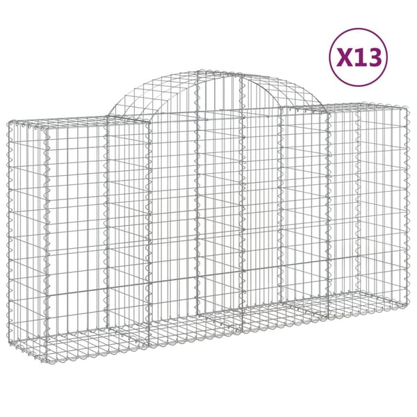 vidaXL Gabionkurver buede 13 stk 200x50x100/120 cm galvanisert jern