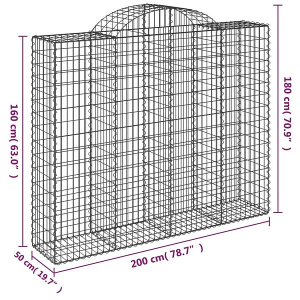vidaXL Gabionkurver buede 13 stk 200x50x160/180 cm galvanisert jern