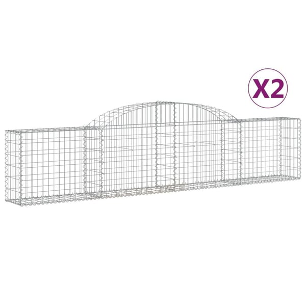 vidaXL Gabionkurver buede 2 stk 300x30x60/80 cm galvanisert jern