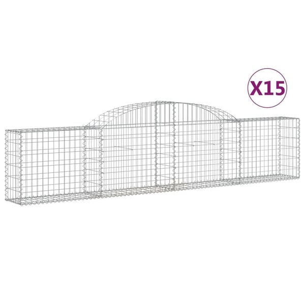 vidaXL buede gabionkurve 15 stk. 300x30x60/80 cm galvaniseret jern