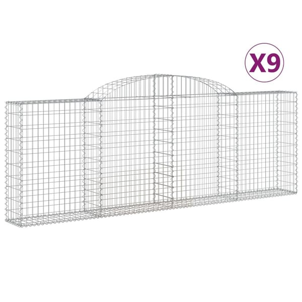 vidaXL buede gabionkurve 9 stk. 300x30x100/120 cm galvaniseret jern