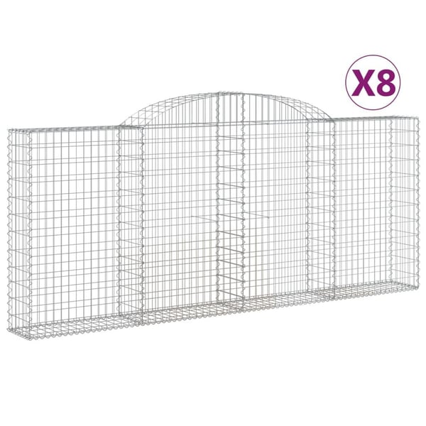 vidaXL Gabionkurver buede 8 stk 300x30x120/140 cm galvanisert jern