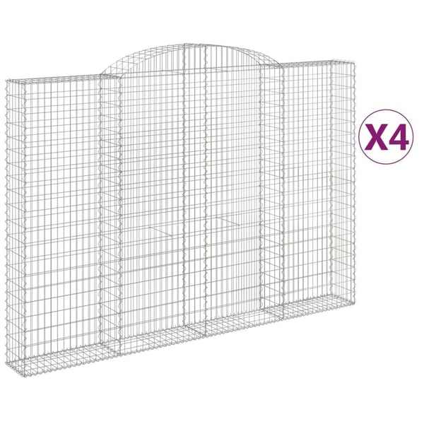 vidaXL Gabionkurver buede 4 stk 300x30x200/220 cm galvanisert jern
