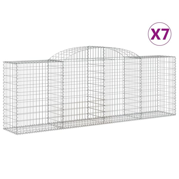 vidaXL Gabionkurver buede 7 stk 300x50x100/120 cm galvanisert jern