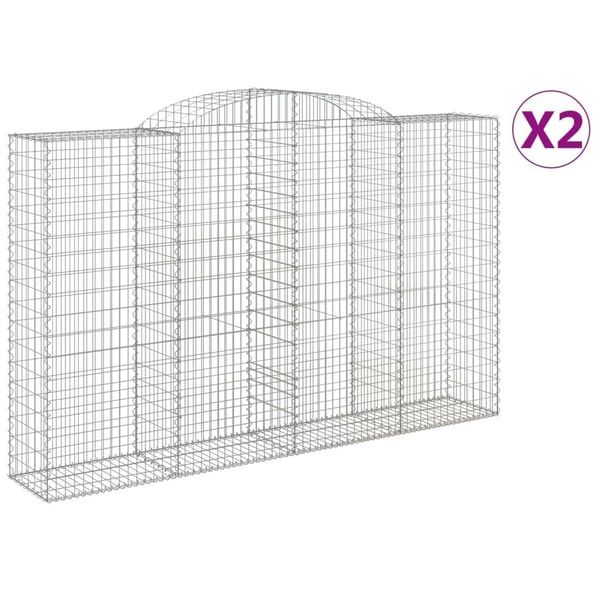 vidaXL Gabionkurver buede 2 stk 300x50x180/200 cm galvanisert jern