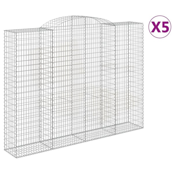 vidaXL Gabionkurver buede 5 stk 300x50x220/240 cm galvanisert jern