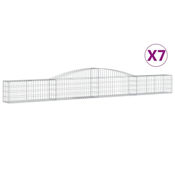 vidaXL buede gabionkurve 7 stk. 400x30x40/60 cm galvaniseret jern