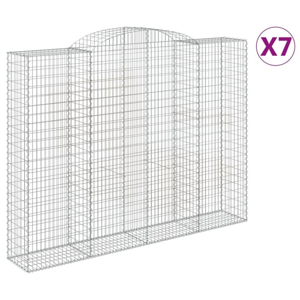 vidaXL Gabionkurver buede 7 stk 300x50x220/240 cm galvanisert jern