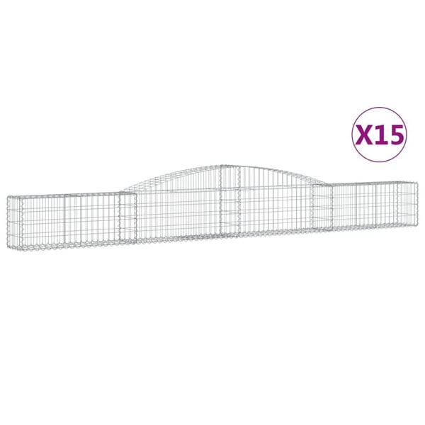 vidaXL buede gabionkurve 15 stk. 400x30x40/60 cm galvaniseret jern