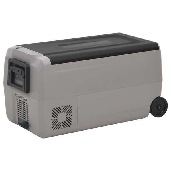 vidaXL køleboks med hjul og adapter 60 l PP og PE sort og grå