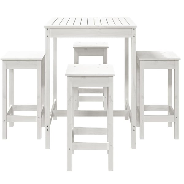 vidaXL Hagebarsett 5 deler hvit heltre furu