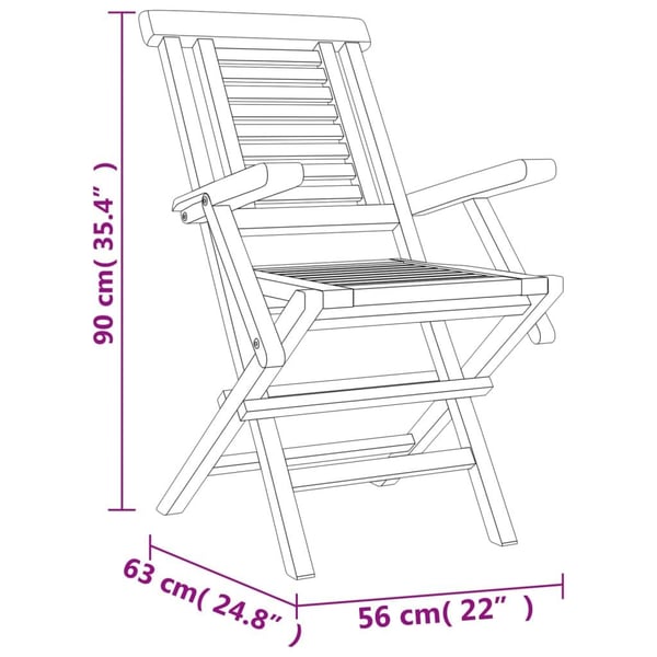 vidaXL Klappstoler 8 stk 56x63x90 cm heltre teak
