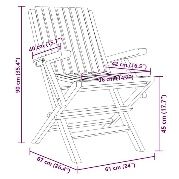 vidaXL Klappstoler 6 stk 61x67x90 cm heltre teak