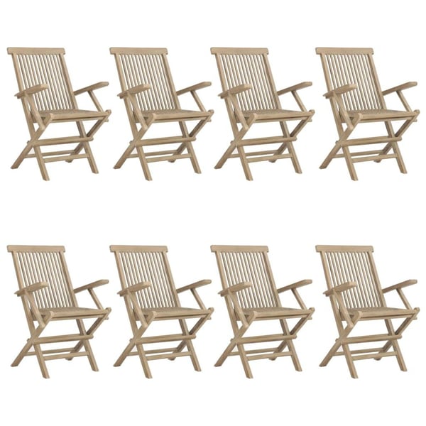 vidaXL Klappstoler 8 stk grå 56x61x89 cm heltre teak