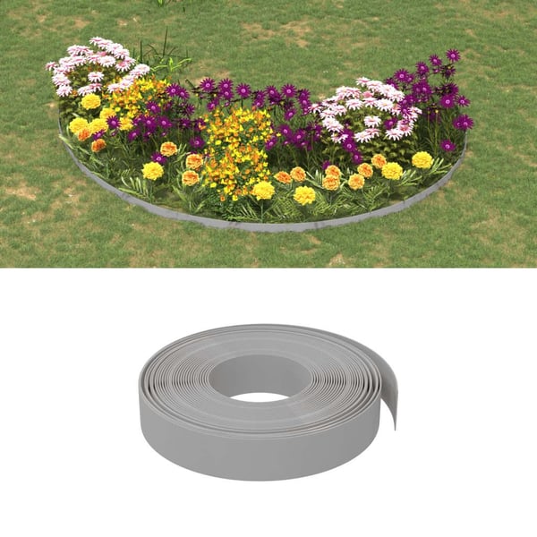 vidaXL Hagekanter 3 stk grå 10 m 10 cm polyetylen