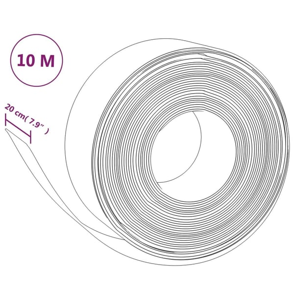 vidaXL Hagekanter 3 stk grå 10 m 20 cm polyetylen