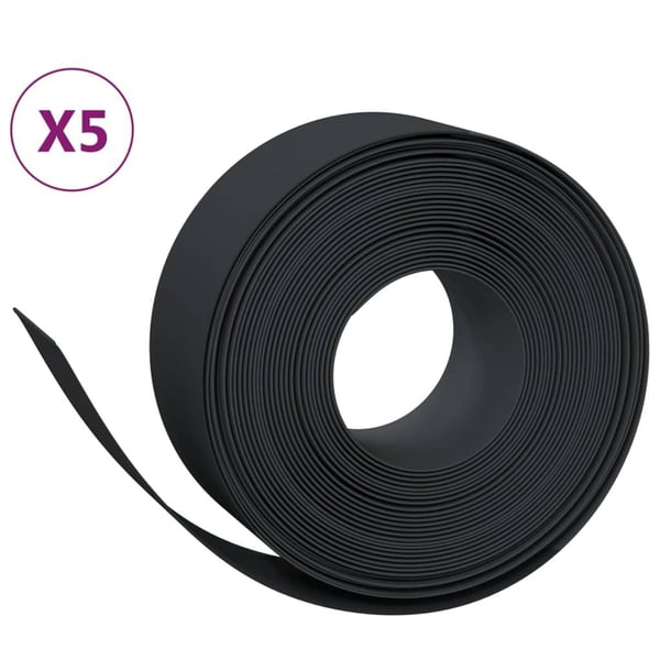 vidaXL Hagekanter 5 stk svart 10 m 20 cm polyetylen