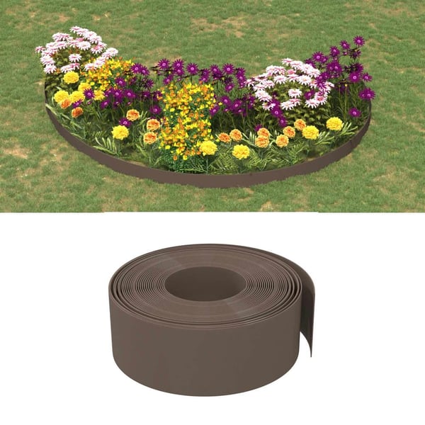 vidaXL Puutarhareunukset 3 kpl harmaa 10 m 20 cm polyeteeni