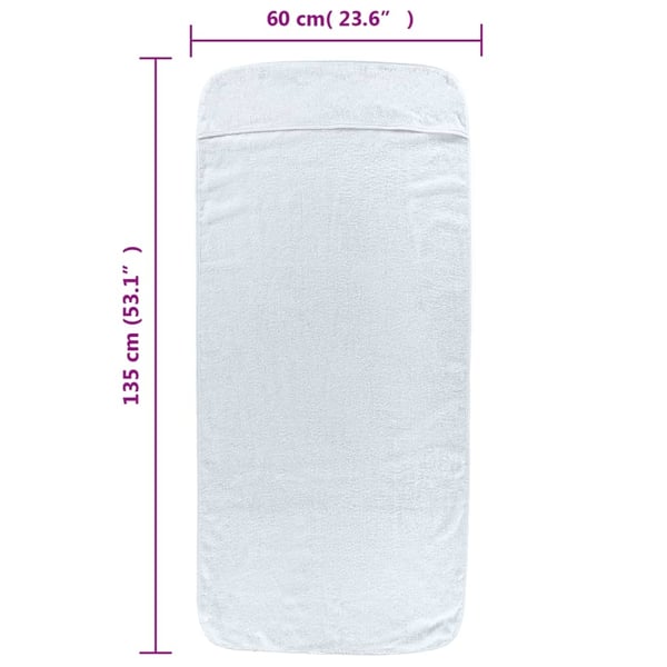 vidaXL Strandhåndklær 6 stk hvit 60x135 cm stoff 400 GSM