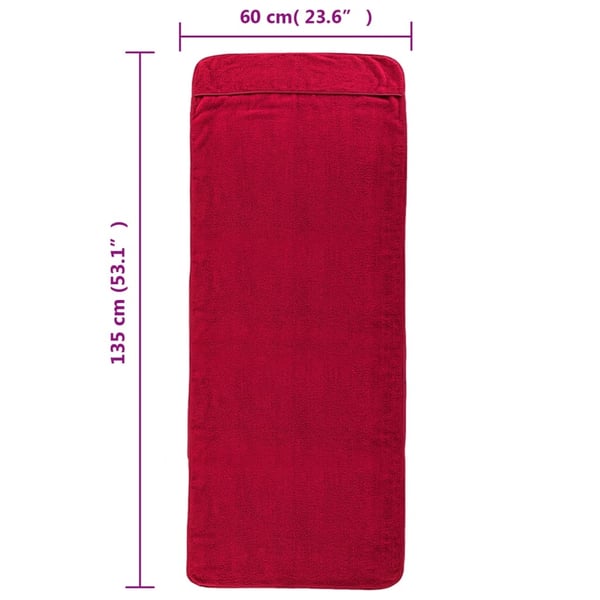 vidaXL Strandhåndklær 6 stk burgunder 60x135 cm stoff 400 GSM