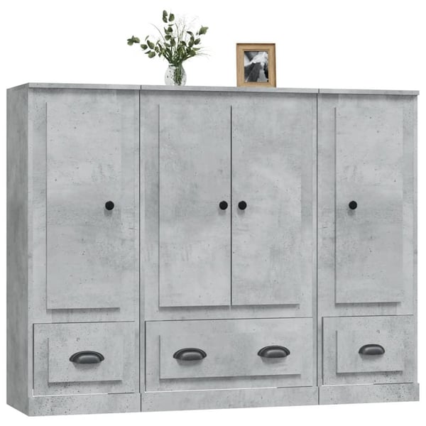 vidaXL Highboards 3 stk betonggrå konstruert tre