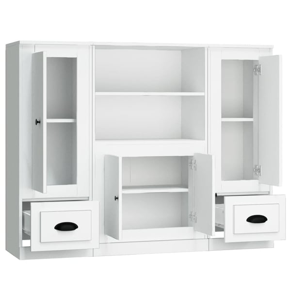 vidaXL Highboards 3 stk hvit konstruert tre