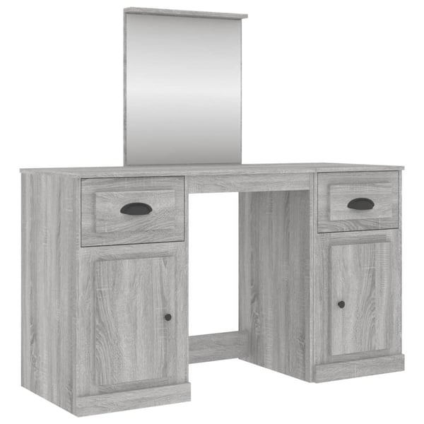 vidaXL makeupbord med spejl 130x50x132,5 cm grå sonoma-eg