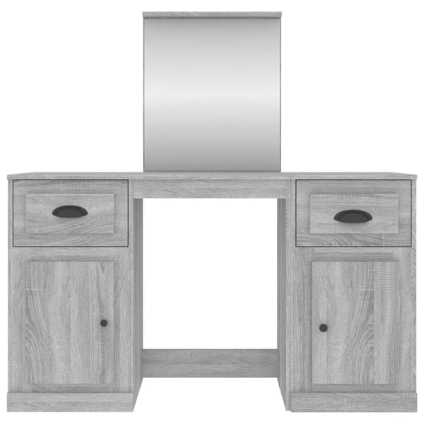 vidaXL makeupbord med spejl 130x50x132,5 cm grå sonoma-eg