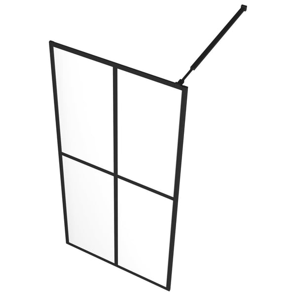 vidaXL Dusjvegg med hylle svart 118x190 cm ESG-glass og aluminium