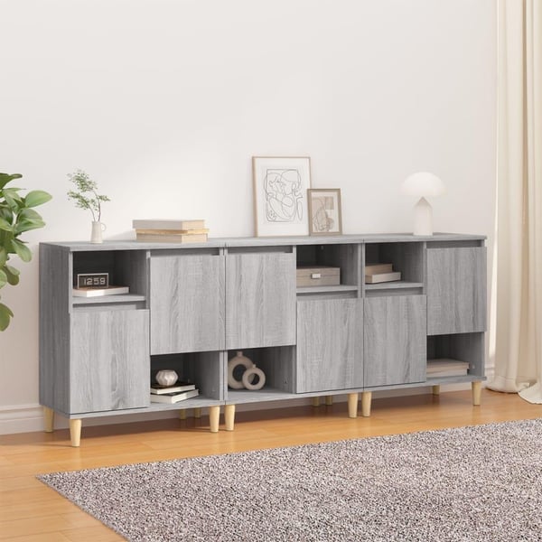 vidaXL Skjenker 3 stk grå sonoma 60x35x70 cm konstruert tre