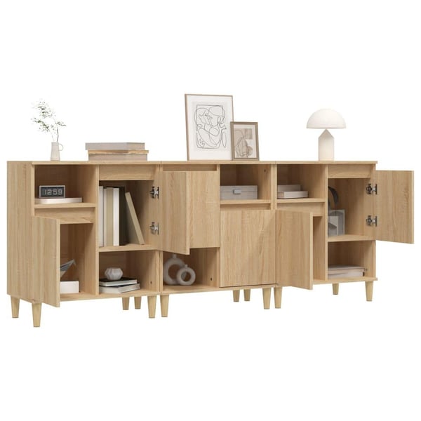vidaXL Skjenker 3 stk sonoma eik 60x35x70 cm konstruert tre